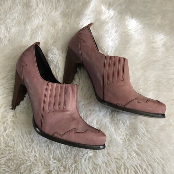 Envy Ankle Bootie 10 Western Style Leather Crushin Mauve Cowgirl Southern - Picture 4 of 10